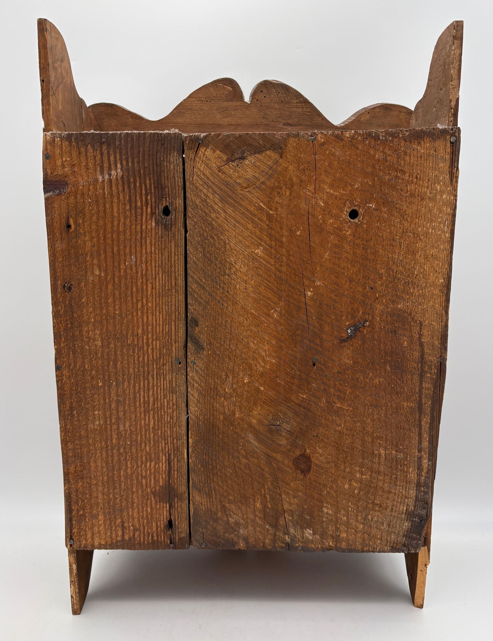 Primitive Pennsylvania Dutch Folk Art Tin Spice Piesafe Cabinet Cherub Angel - 8