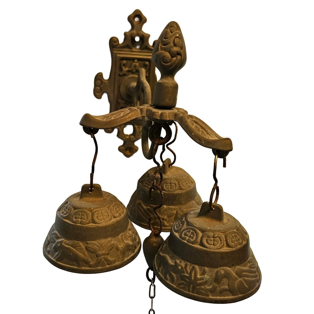 Shop Keepers Country Store Triple Brass Bell Wall Mounted (1 of 9)
