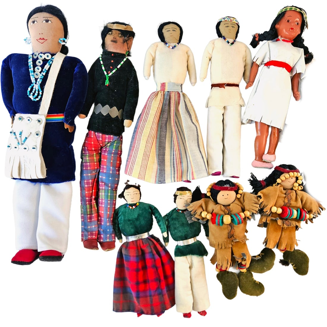 Vintage Native Handmade Doll Lot of 9 (1 of 14)