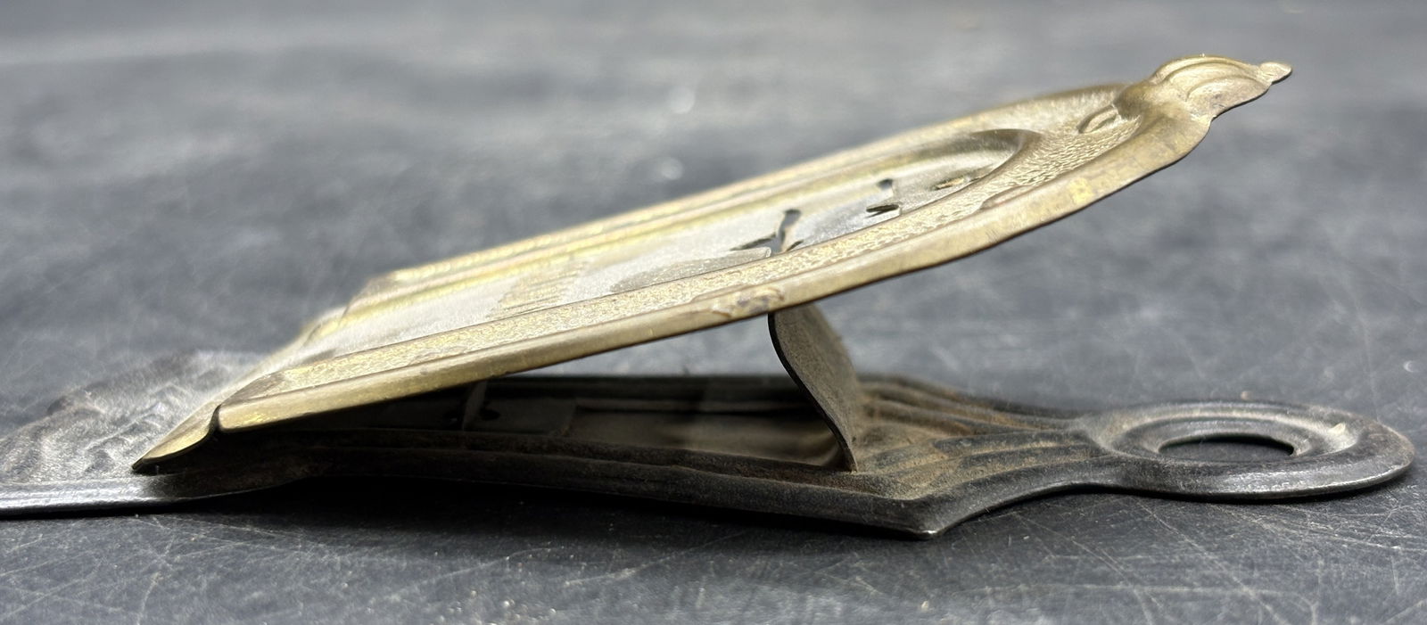 Antique HORSESHOE Brass PAPER CLIP "Good Luck" England 1870 M. Myers & Son - 3