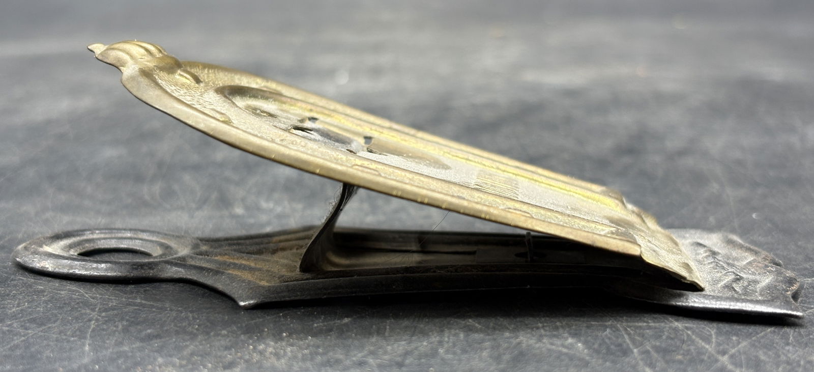 Antique HORSESHOE Brass PAPER CLIP "Good Luck" England 1870 M. Myers & Son - 4