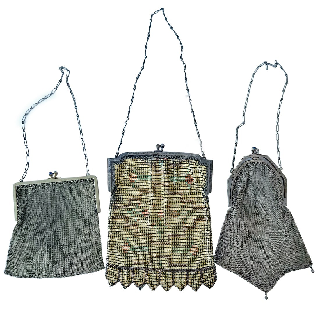 1920's Whiting & Davis Enamel and Soldered Mesh Purses (1 of 8)