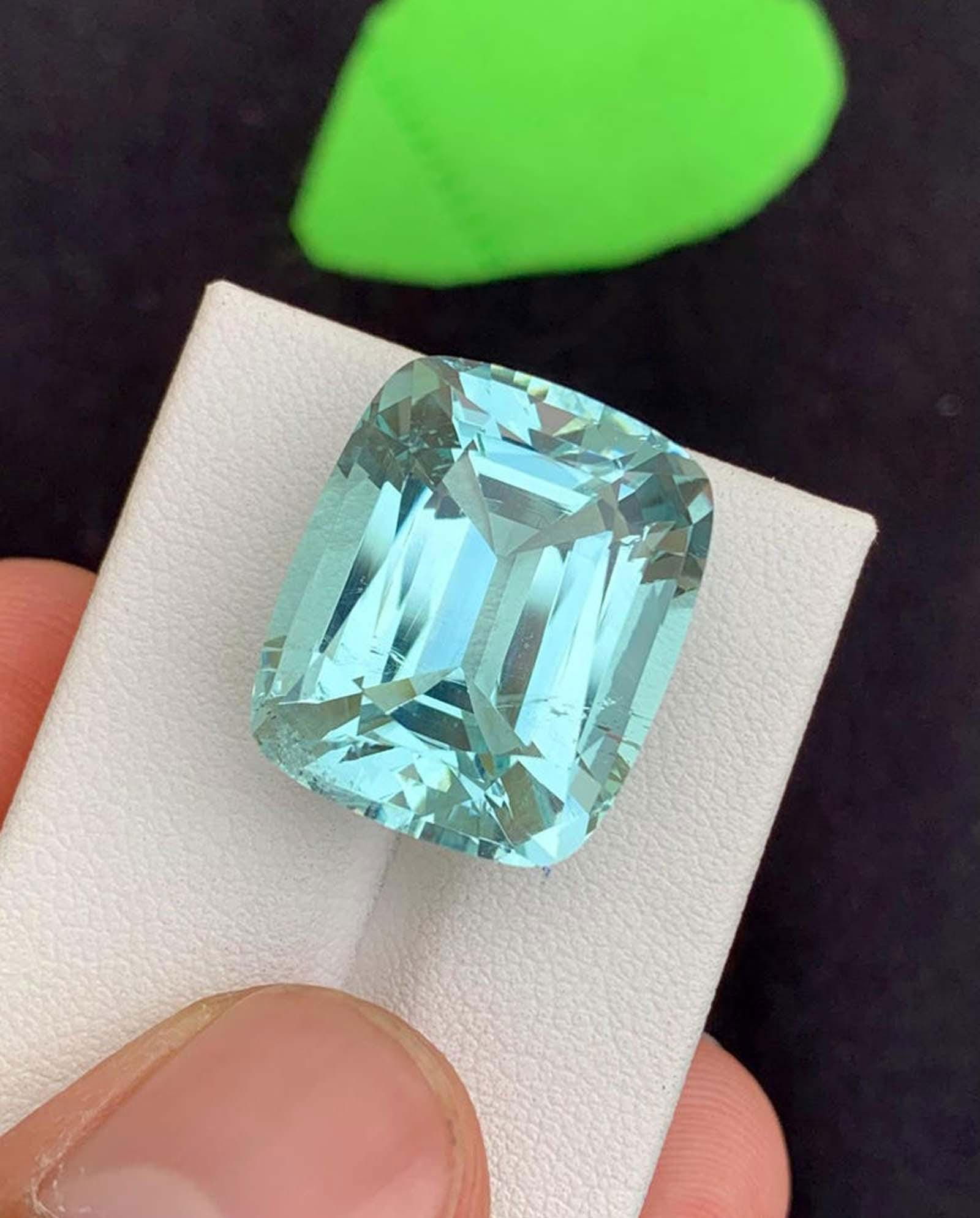 Natural Aquamarine Gemstone: 26.45 Carat Cushion Cut, March Birthstone: Title: Natural Aquamarine Gemstone: 26.45 Carat Cushion Cut, March Birthstone Description: Materials: Gemstone: Aquamarine Natural Aquamarine Gemstone, Cushion Cut Aquamarine Gemstone From Skardu Paki