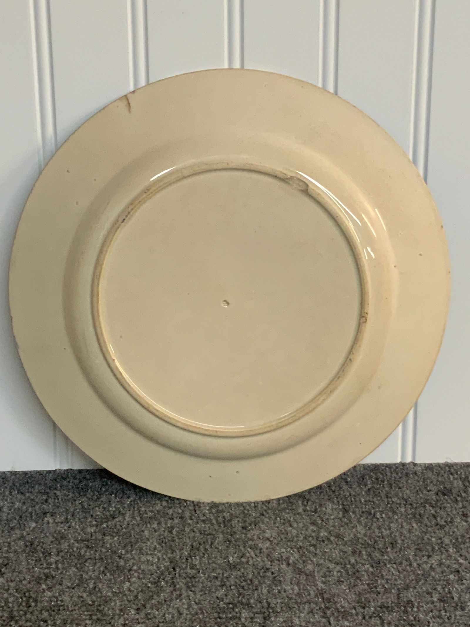 Blue Spatterware Plate Three Color Peafowl - 3