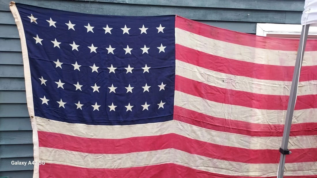 American Flag 38 Stars Rare Pattern Printed Pat April 26th 1870. (1 of 8)