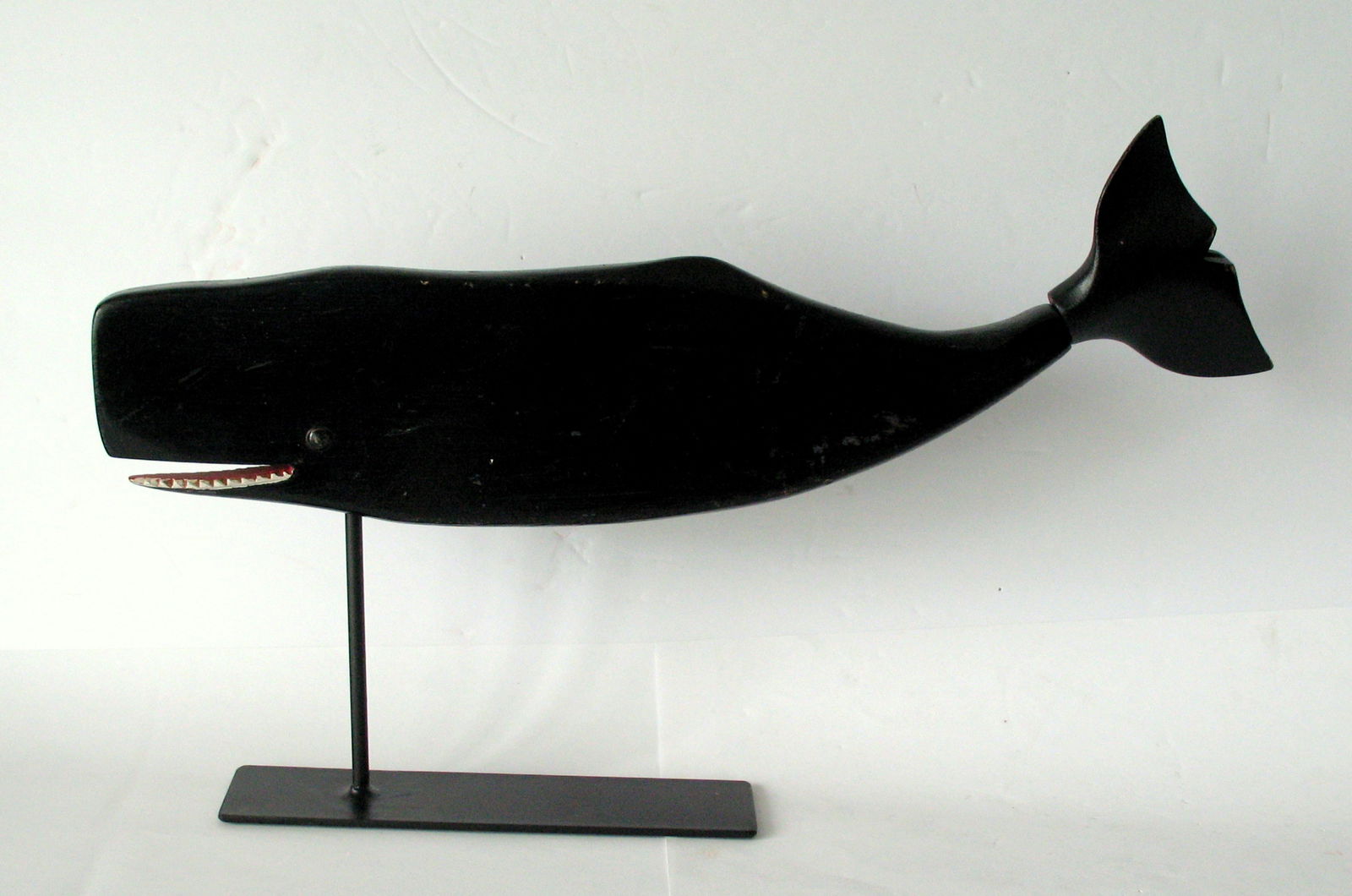 Antique folk art whale whirligig Lincoln Creeley Nantucket, MA: Title: Antique folk art whale whirligig Lincoln Creeley Nantucket, MA Date/Period: 1940's Dimension: 17” x 11” high on stand Additional Information: Nice antique folk art whale whirligig m