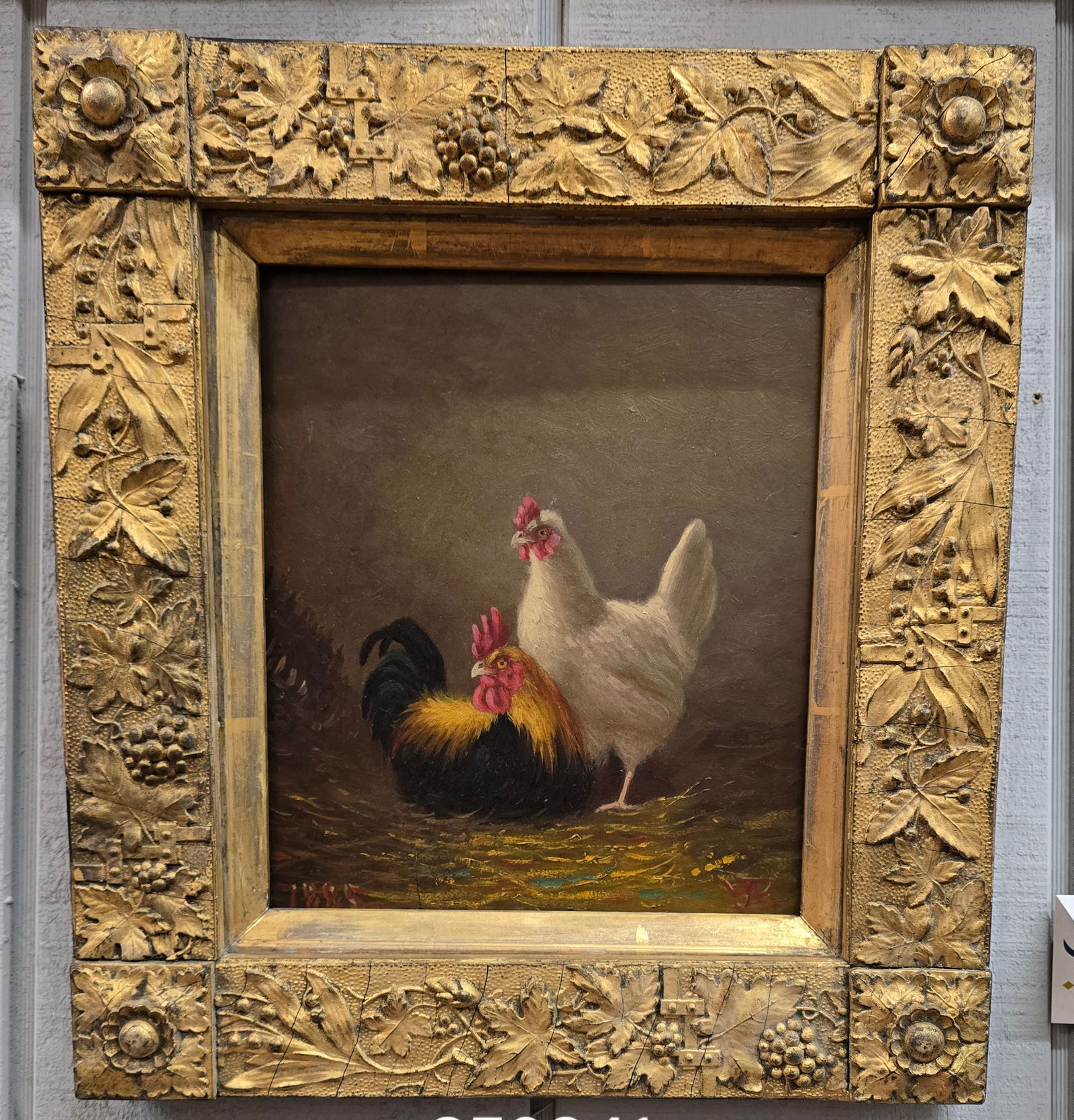 Oil on Acadamy board chickens