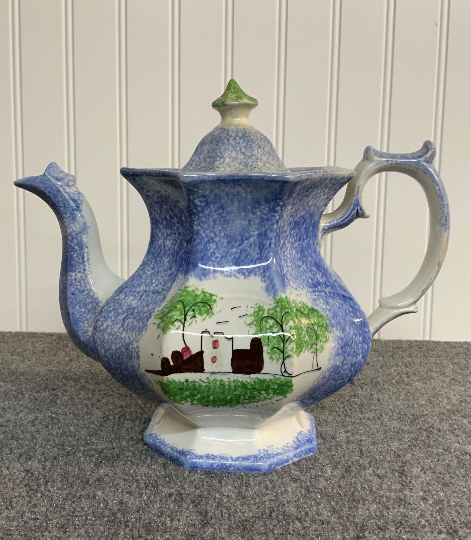 Fort Pattern Spatterware Coffee Pot - 2