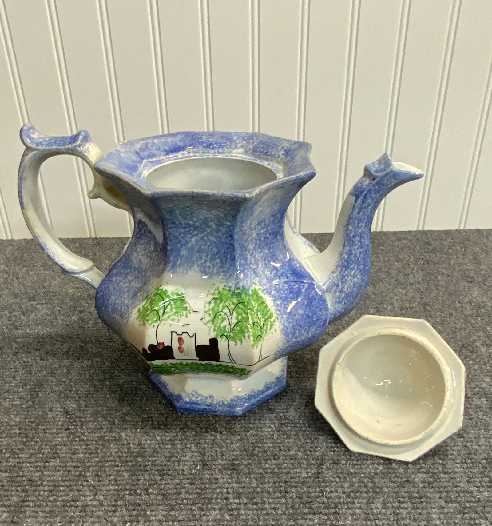 Fort Pattern Spatterware Coffee Pot - 3