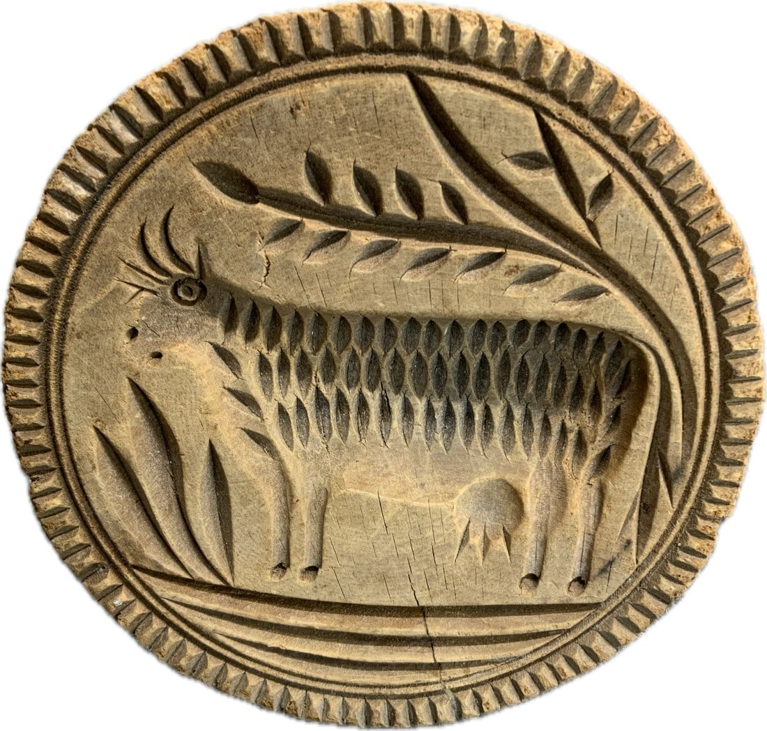American Cow Butter Stamp: 19th C. American Cow Butter Stamp. Tight Age Crack with other Normal Wear. Stamp Size 4″ X 2-3/4” H Shipping: Domestic: Flat-rate of $22.00 to anywhere within the contiguous U.S. Internati