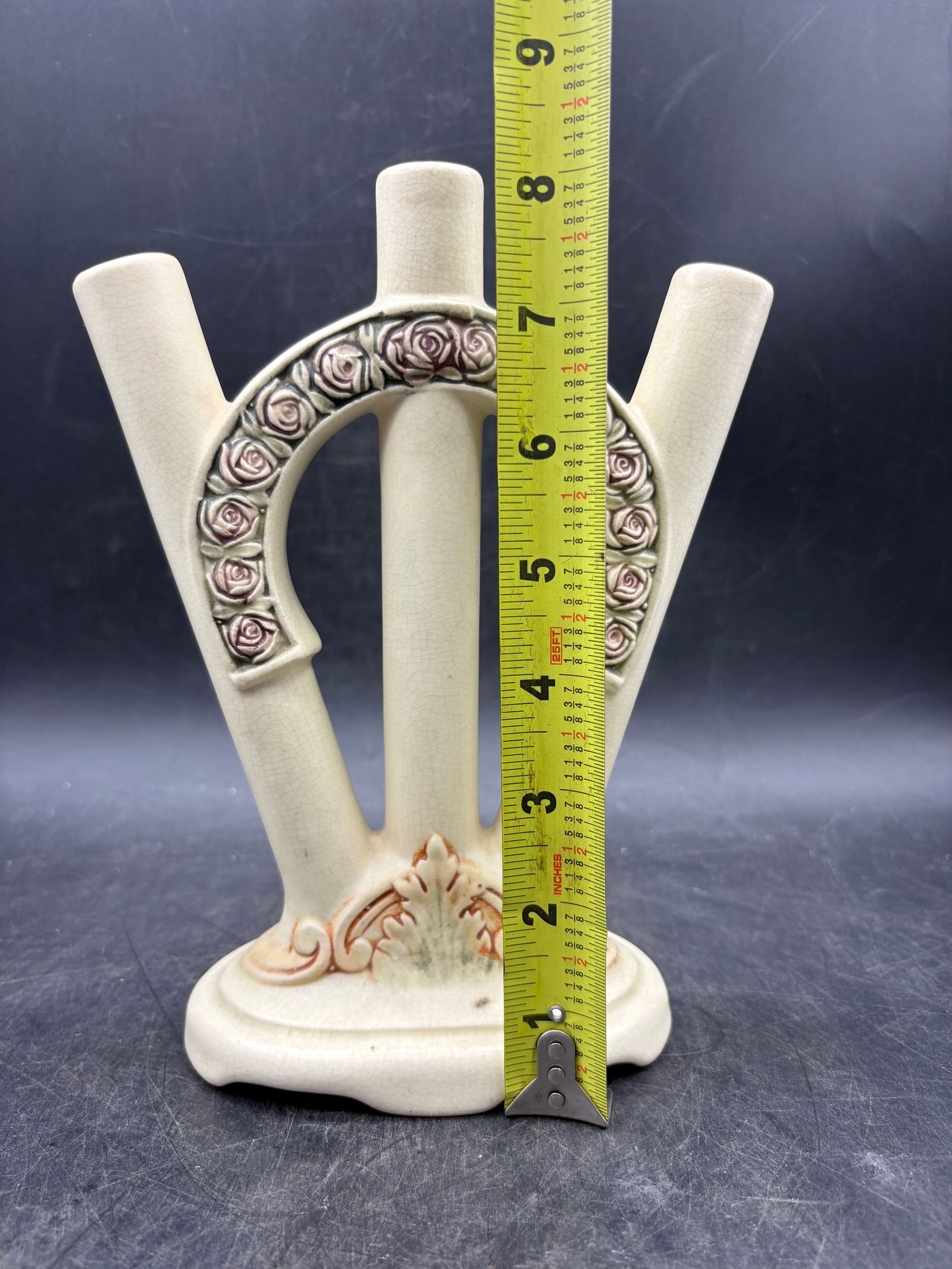 Weller ROMA Pottery Triple Bud Vase Art Pottery 1914-1920 - 8