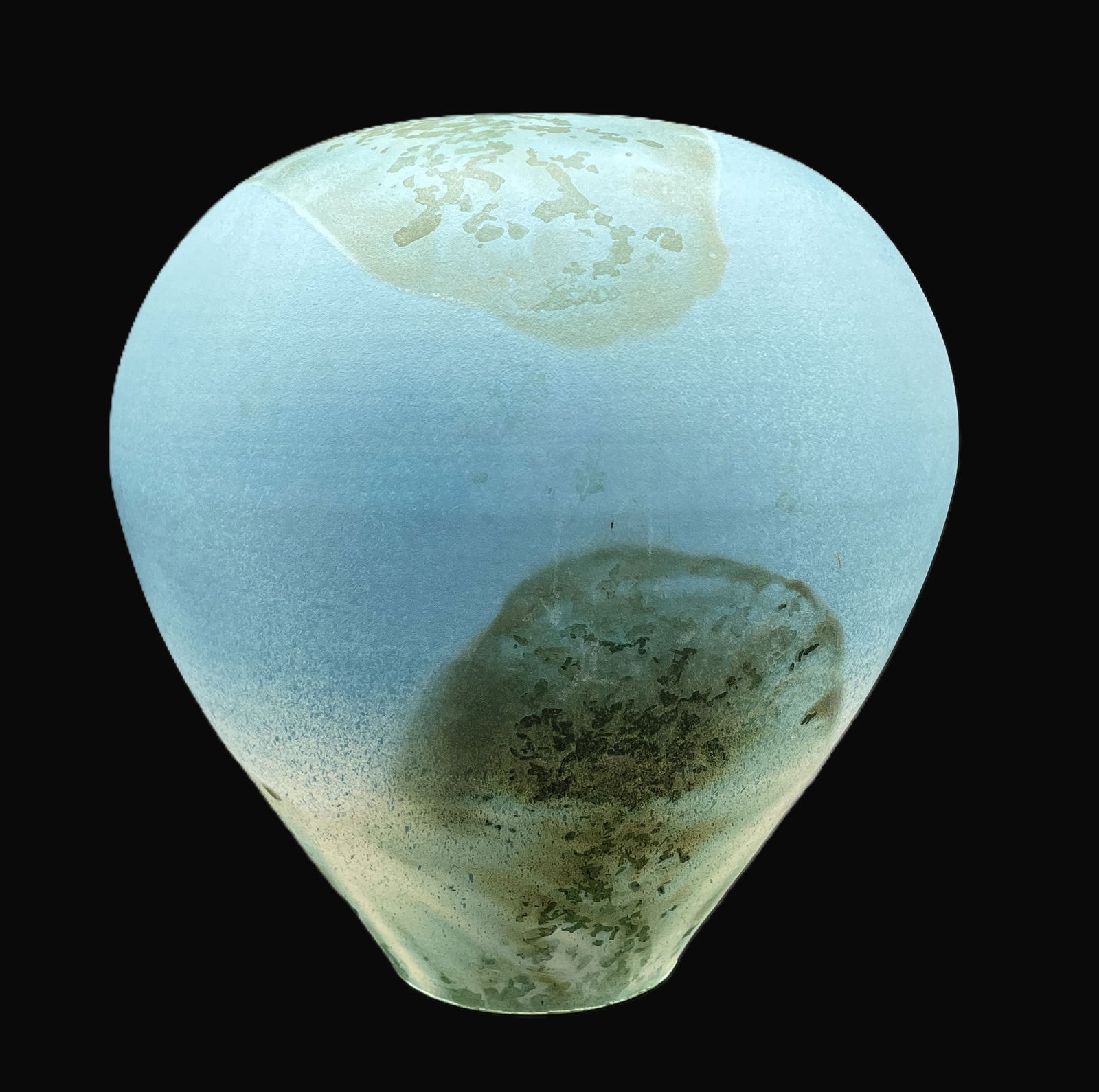 BEAUTIFUL SIGNED ART POTTERY VASE 1988 Artist Signed Blue & Green Hues - 2