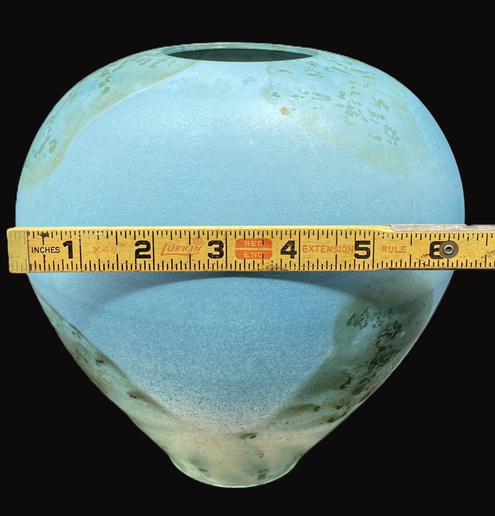 BEAUTIFUL SIGNED ART POTTERY VASE 1988 Artist Signed Blue & Green Hues - 7