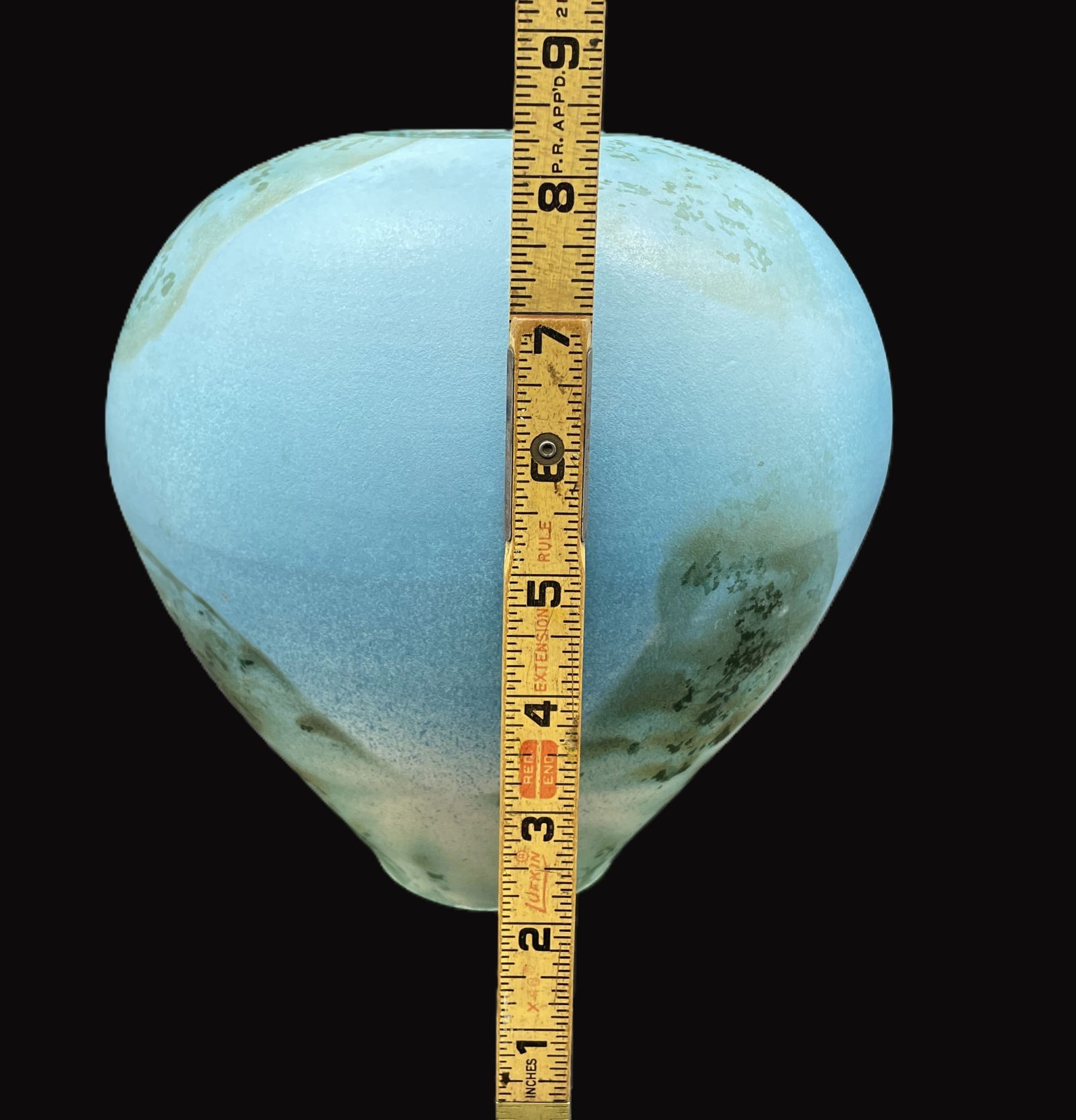 BEAUTIFUL SIGNED ART POTTERY VASE 1988 Artist Signed Blue & Green Hues - 8