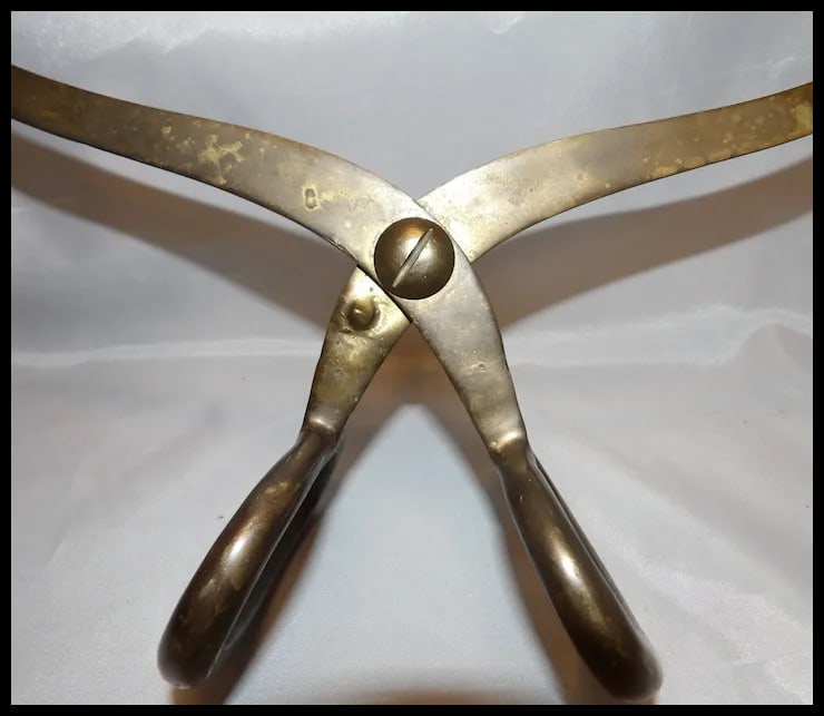 Vintage Brass Decorative Ice Block Tongs Towel Bar - 5