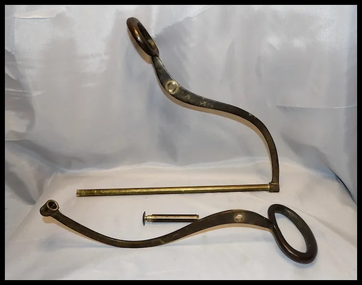Vintage Brass Decorative Ice Block Tongs Towel Bar - 6