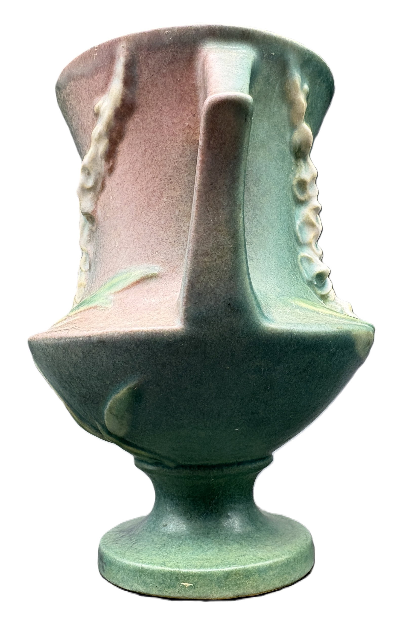 VINTAGE 1942 ROSEVILLE GREEN & PINK FOXGLOVE VASE 161-6 - 5