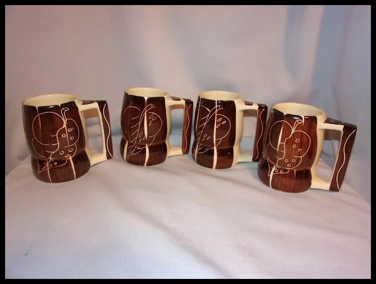 Purinton Pottery Slip Ware MCM Brown Intaglio Grand Mug - 2