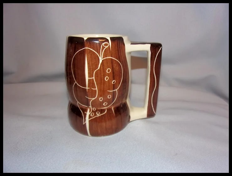 Purinton Pottery Slip Ware MCM Brown Intaglio Grand Mug - 5