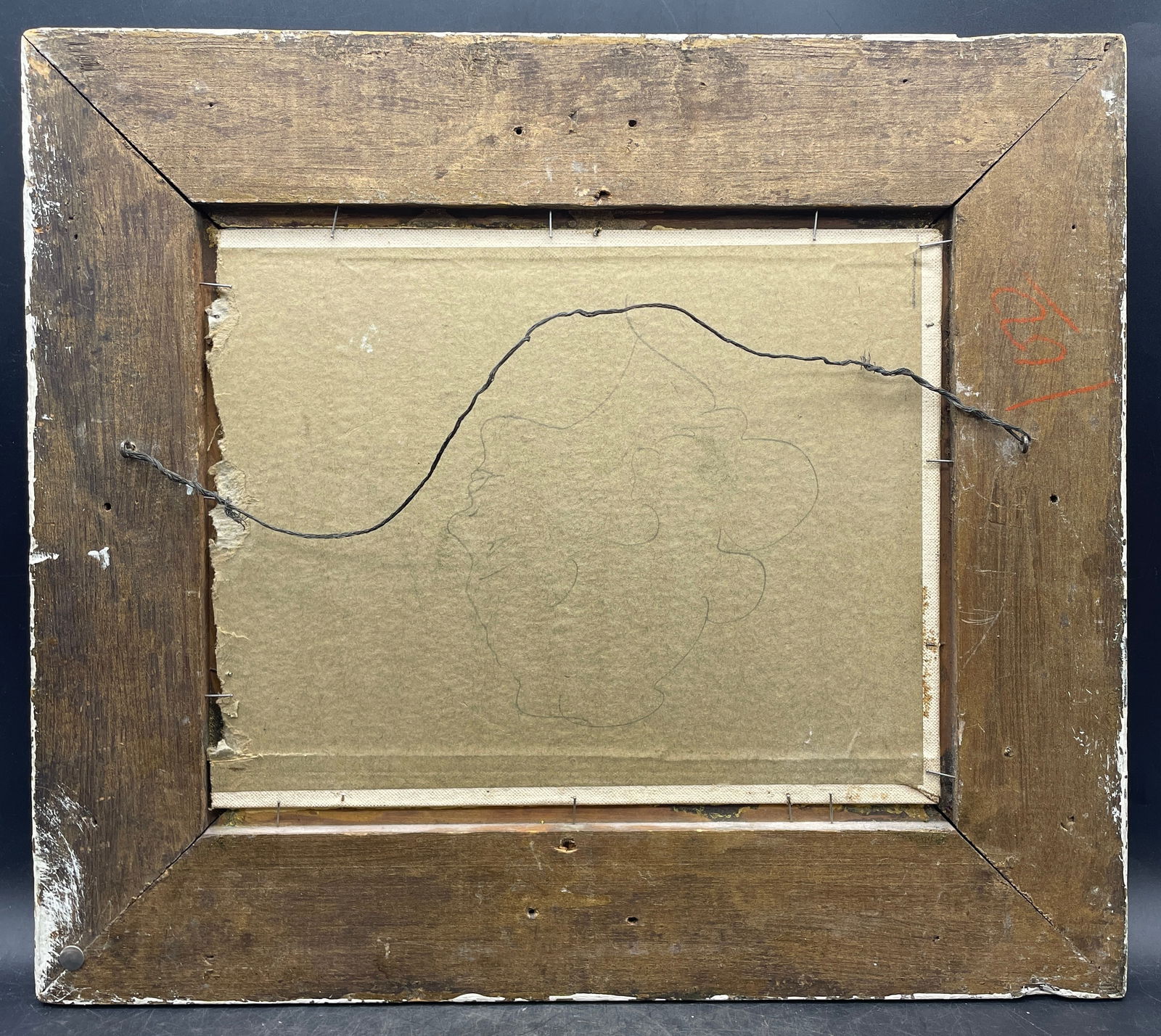 Original Signed G. Davis Folk Art Painting Winter Landscape Exquisite Frame 17" - 5