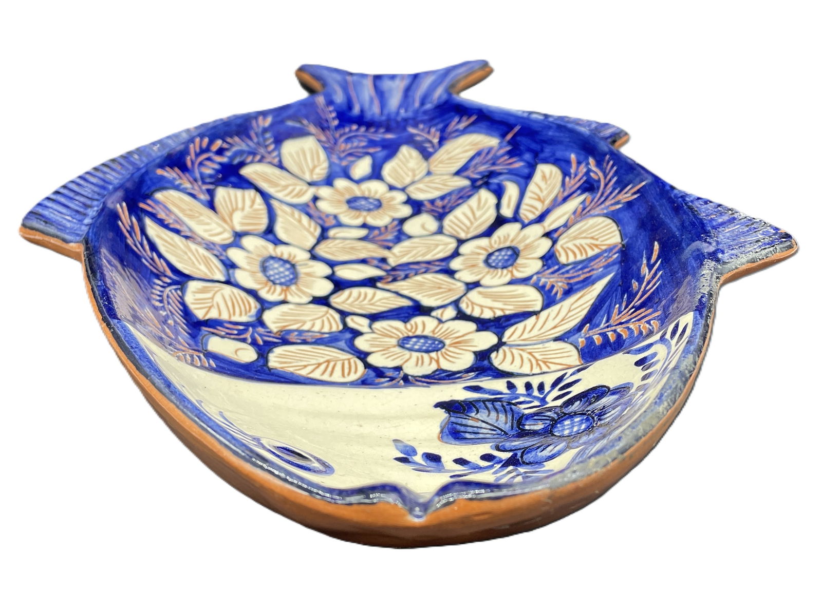 VTG Handpainted White & Blue Fish Platter Portugal Signed - 4