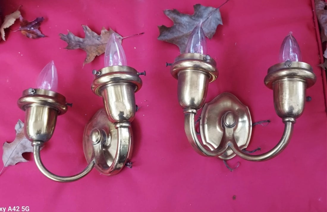 Pair Of BH Sconces 1920 Gas Replacement: Neat sconces by a quality maker . Weird attachment mechanism. B & H . 6" tall and 8" wide. Shipping costs include insurance. Shipping: Domestic: Flat-rate of $20.00 to anywhere within the contiguous U