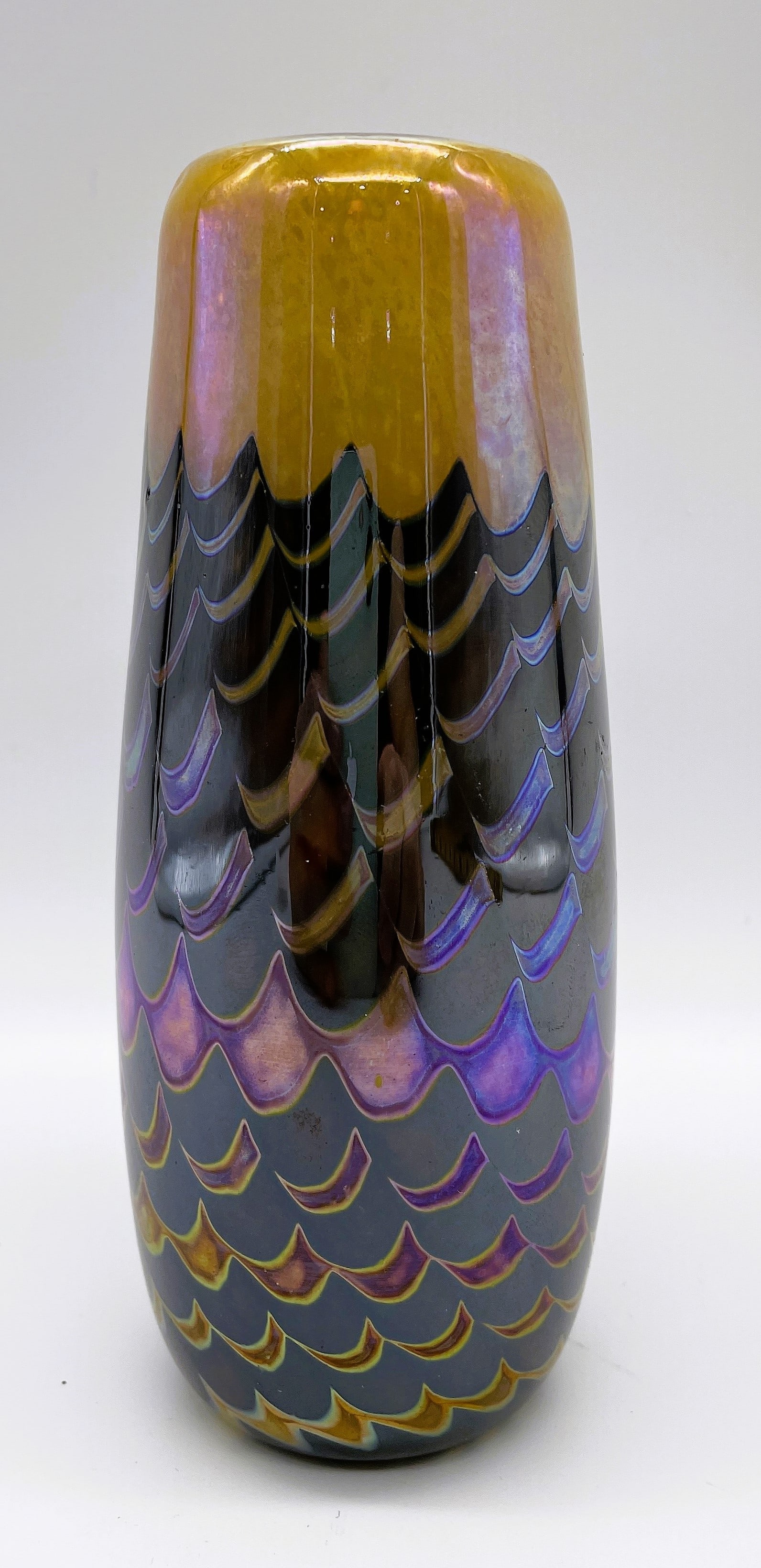 1988 FELLER STUDIOS STUDIO ART GLASS VASE ARTIST SIGNED HAND BLOWN BEAUTIFUL - 3