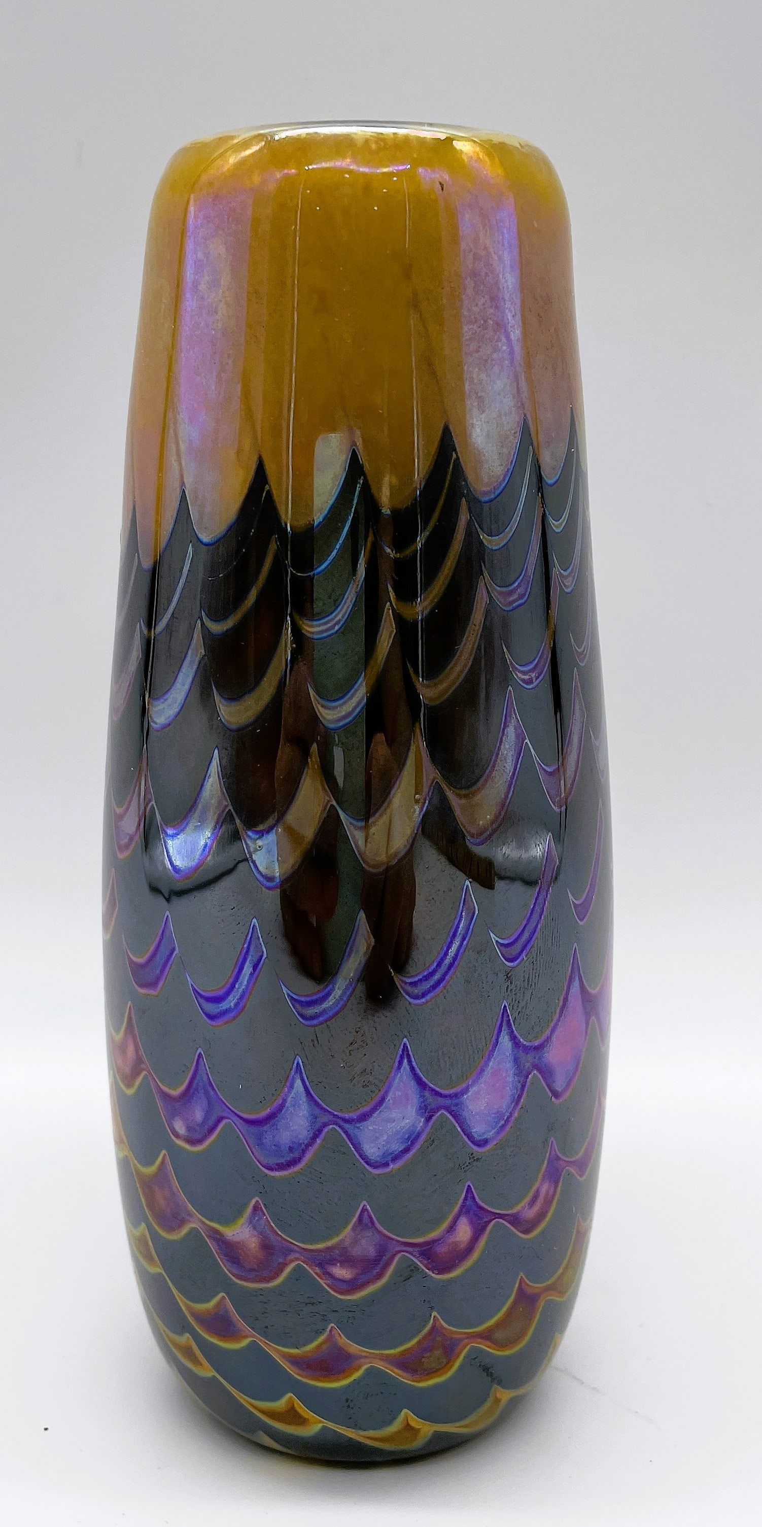 1988 FELLER STUDIOS STUDIO ART GLASS VASE ARTIST SIGNED HAND BLOWN BEAUTIFUL - 4