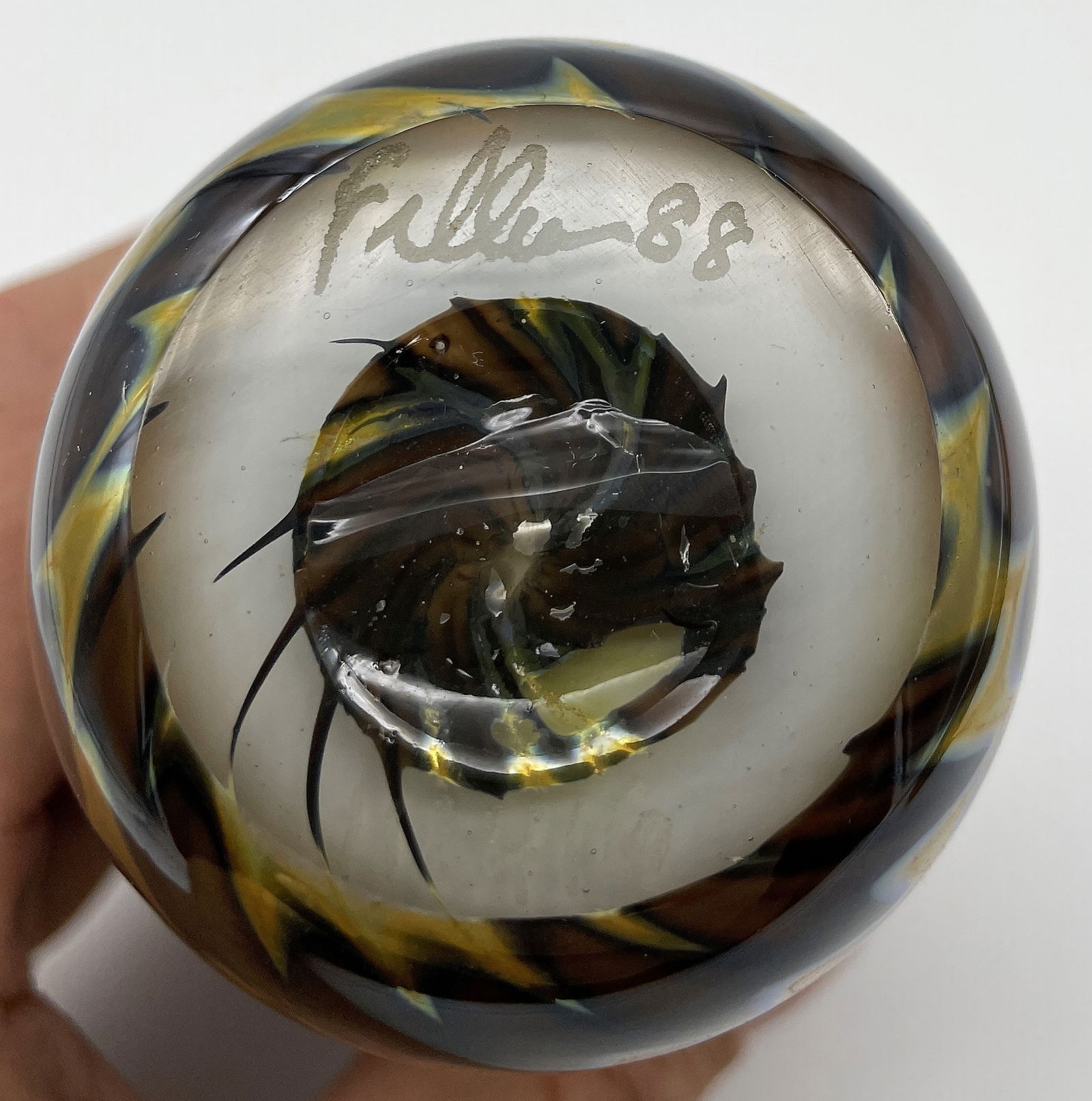 1988 FELLER STUDIOS STUDIO ART GLASS VASE ARTIST SIGNED HAND BLOWN BEAUTIFUL - 7