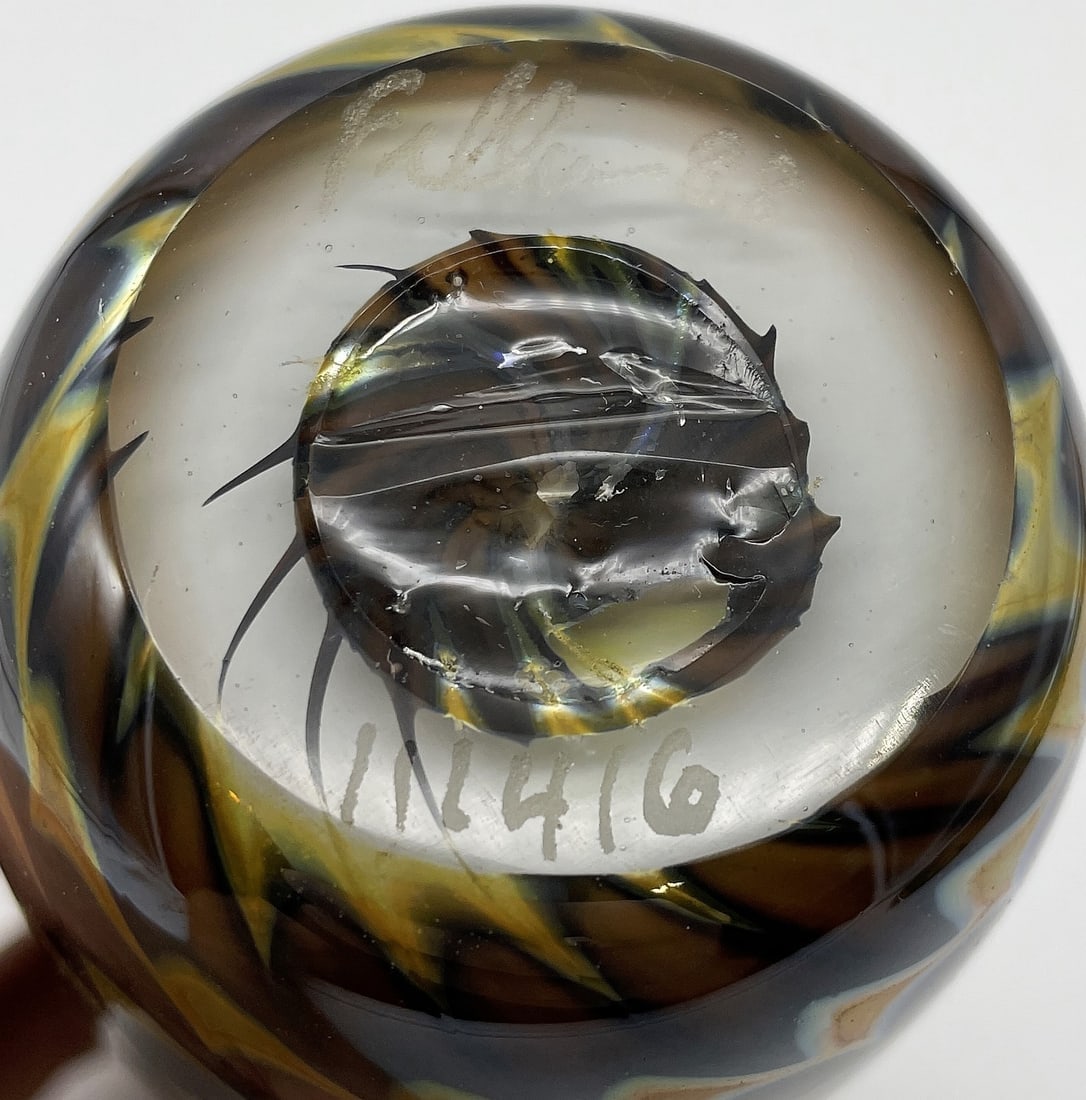 1988 FELLER STUDIOS STUDIO ART GLASS VASE ARTIST SIGNED HAND BLOWN BEAUTIFUL - 8