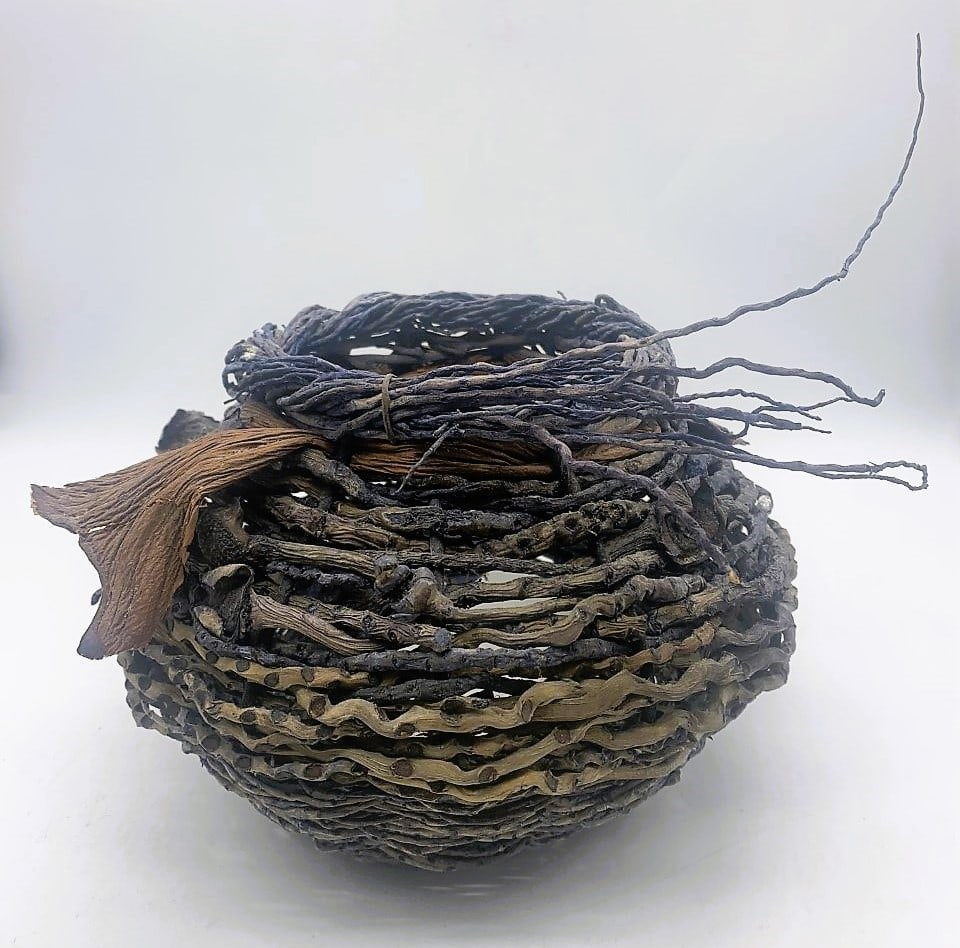 Hand Woven Palm Fiber Art Basket Samuel Yao (1 of 8)