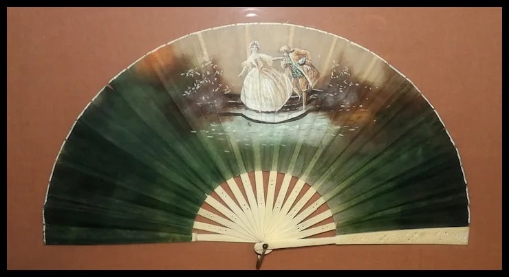 Antique Early 19th Century Hand Painted Fan in Frame - 3