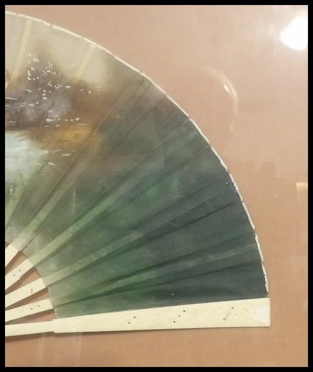 Antique Early 19th Century Hand Painted Fan in Frame - 4