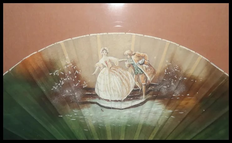 Antique Early 19th Century Hand Painted Fan in Frame - 8