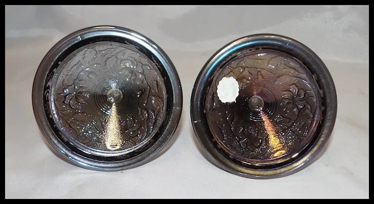 Imperial Amethyst/Smoke Carnival Glass Candle Stick Holders - 6