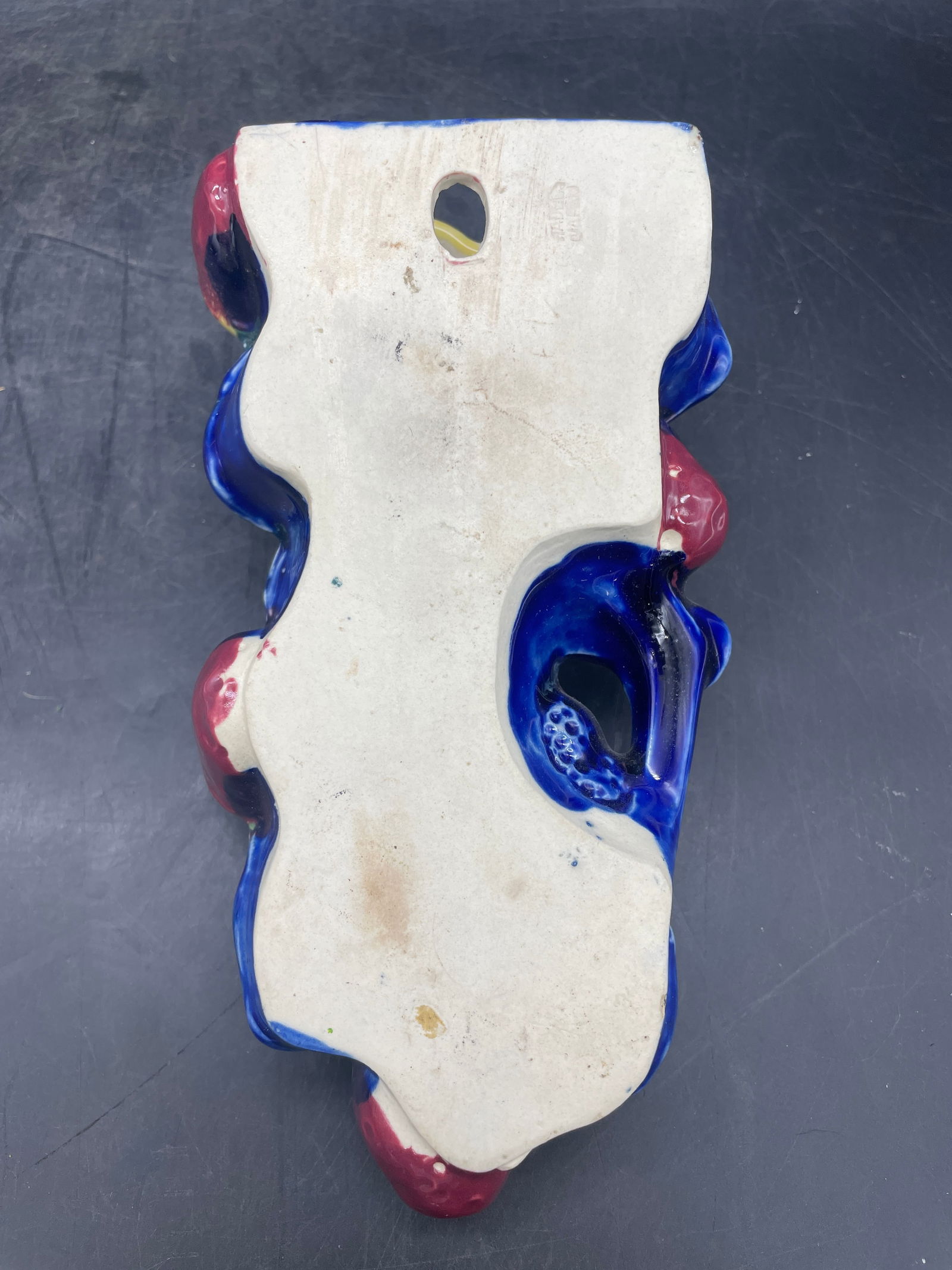 Vintage Majolica Fruits Wall Pocket Japan - 6