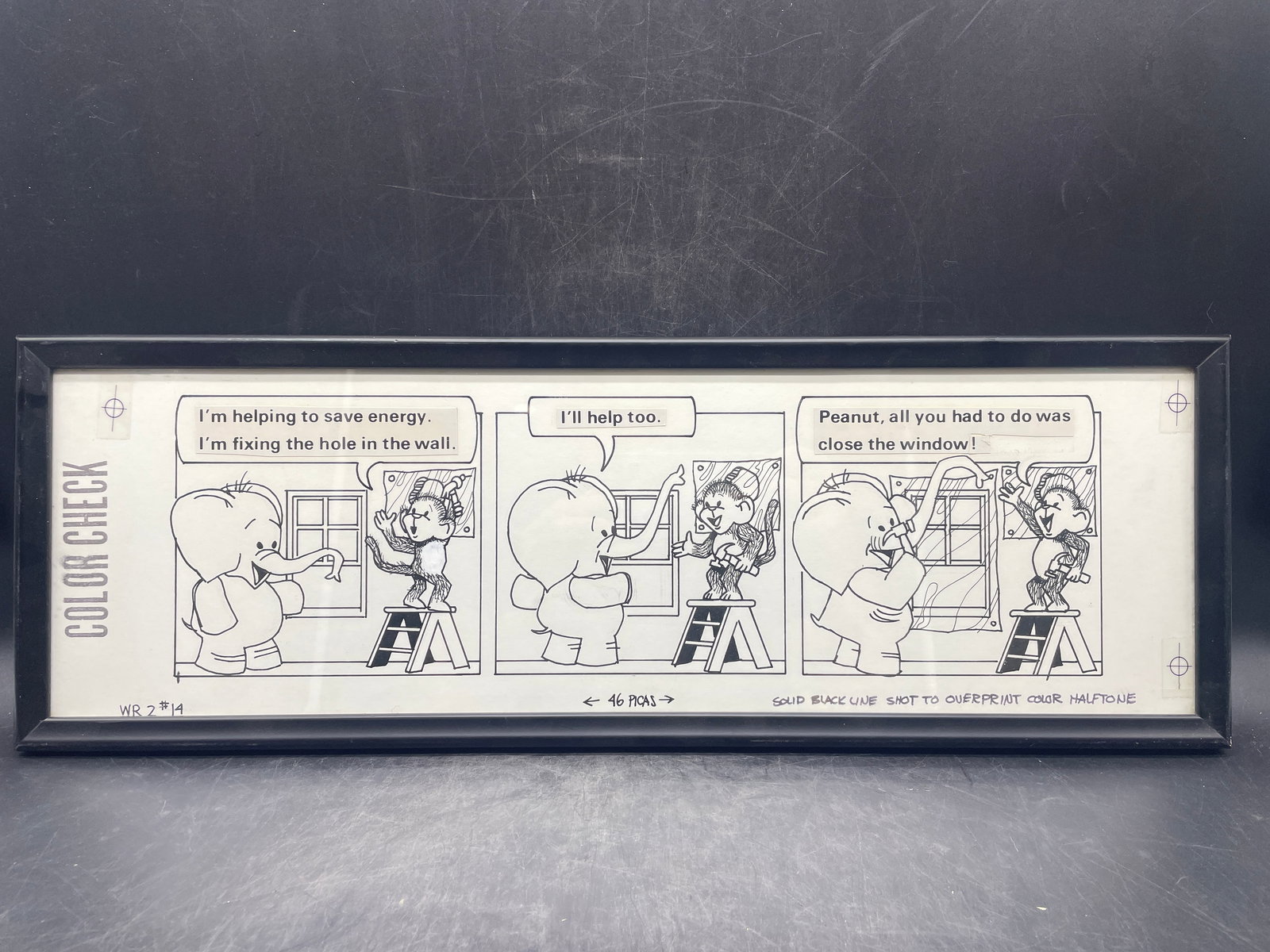 1976 Original Peanut & Jocko Comic Strip Art Weekly Reader Framed