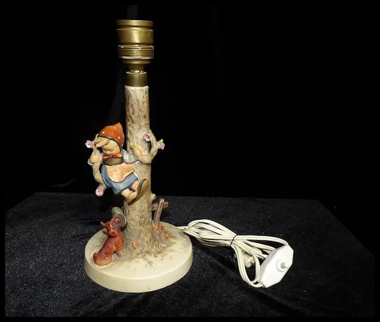 Authentic 1936 Out of Danger Goebel Hummel Figurine Table Lamp from Germany - 3