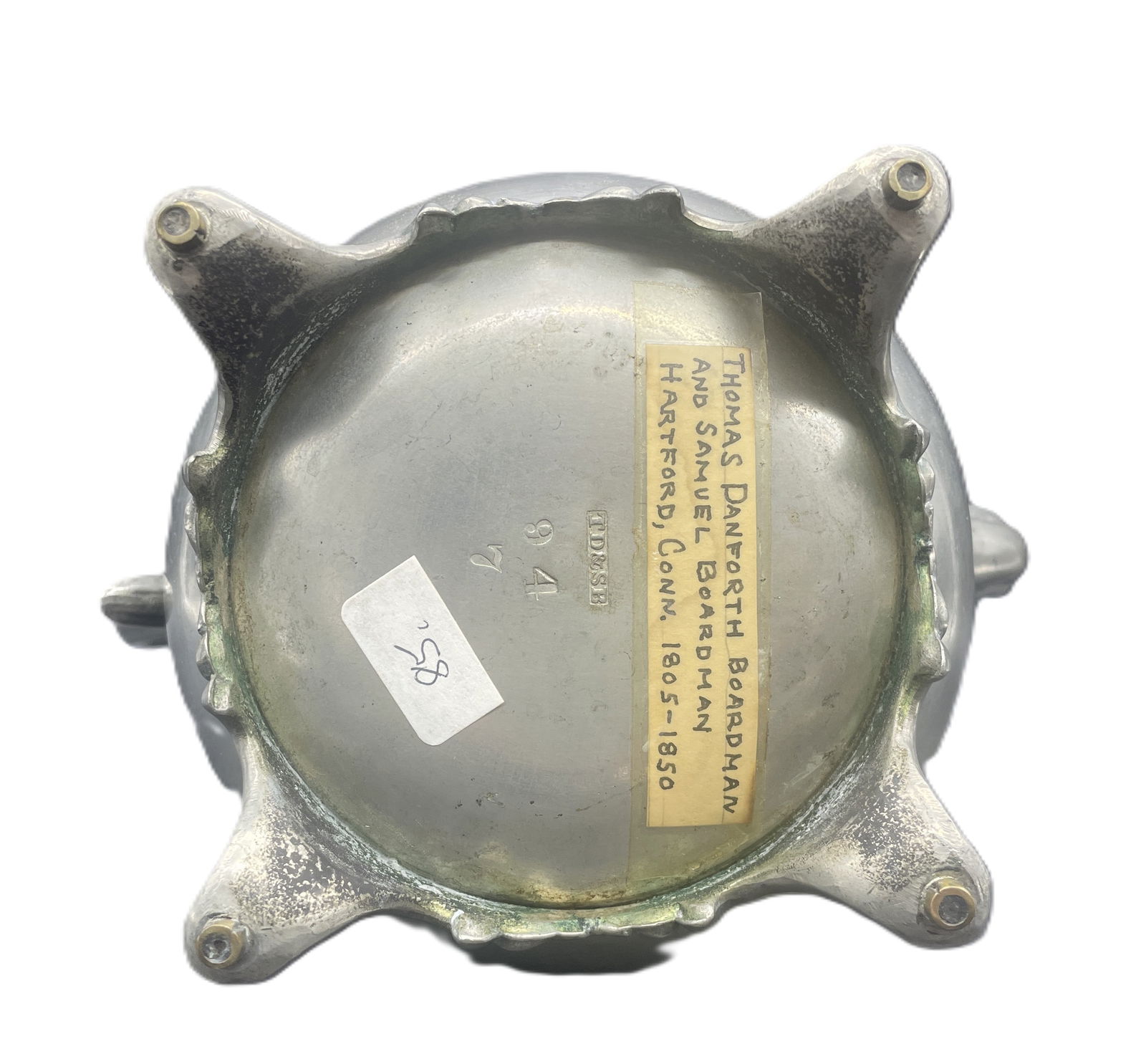 ANTIQUE AMERICAN PEWTER TEAPOT, BOARDMAN & CO., NEW YORK, C. 1805-1850 - 8