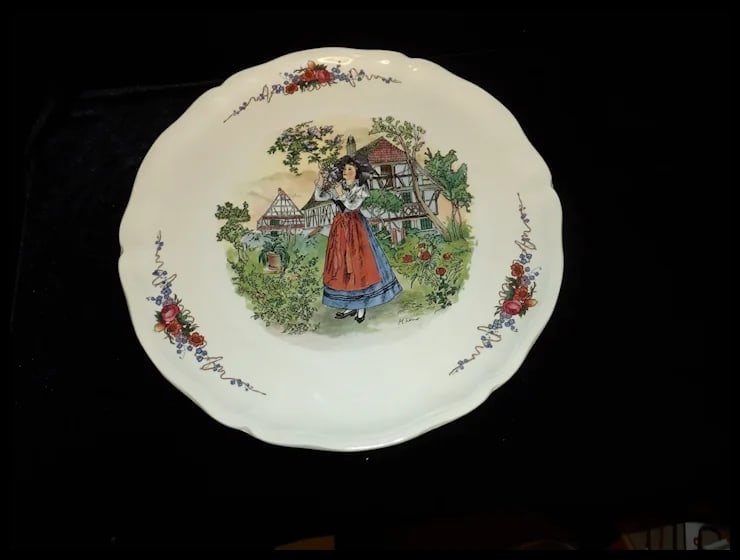 Sarreguemines Obernai Porcelain Torte Platter 13 ½ - 2