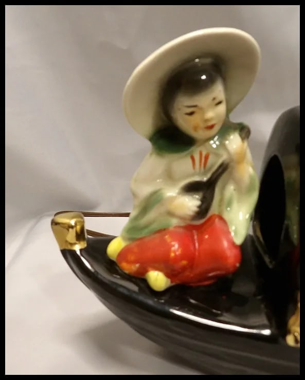 Vintage 1950’s Fuhry and Sons Ceramic Oriental Junk Boat TV Lamp - 3