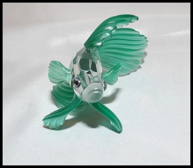 Swarovski Crystal Siamese Fighting Fish Green Figurine -Retired - 6