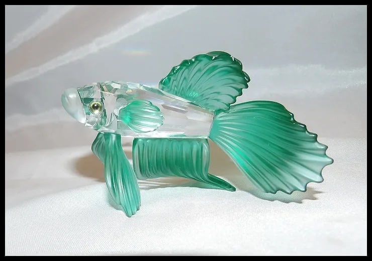 Swarovski Crystal Siamese Fighting Fish Green Figurine -Retired - 9