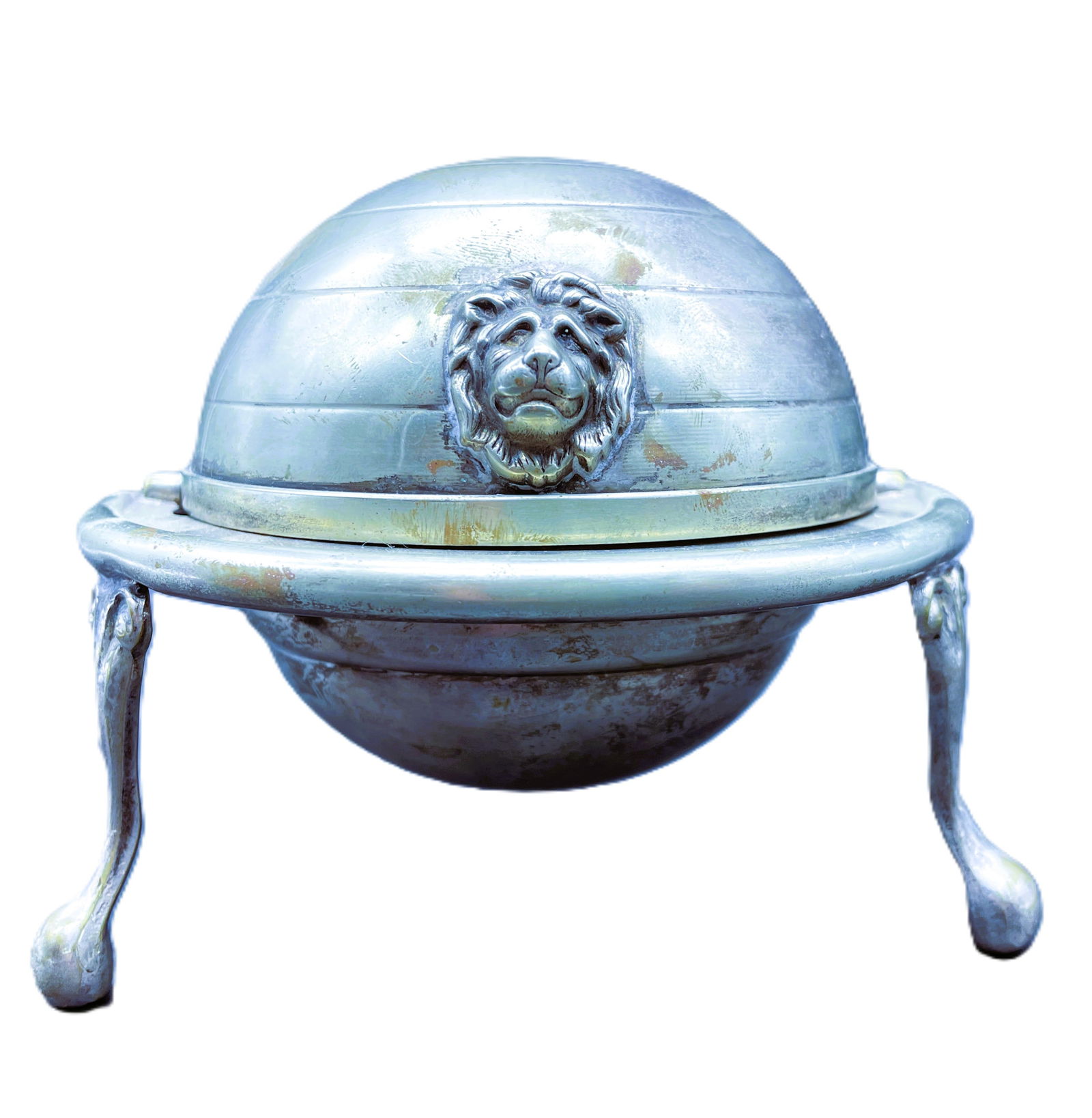 Antique Vintage William Adams EPNS England Footed Lion Dome Butter Caviar Dish: Date/Period: UNKNOWN Dimension: Approx. 4" tall x 5" diameter Material: silver plated Additional Information: Antique Vintage William Adams EPNS England Footed Lion Dome Butter Caviar Dish. Monogramed