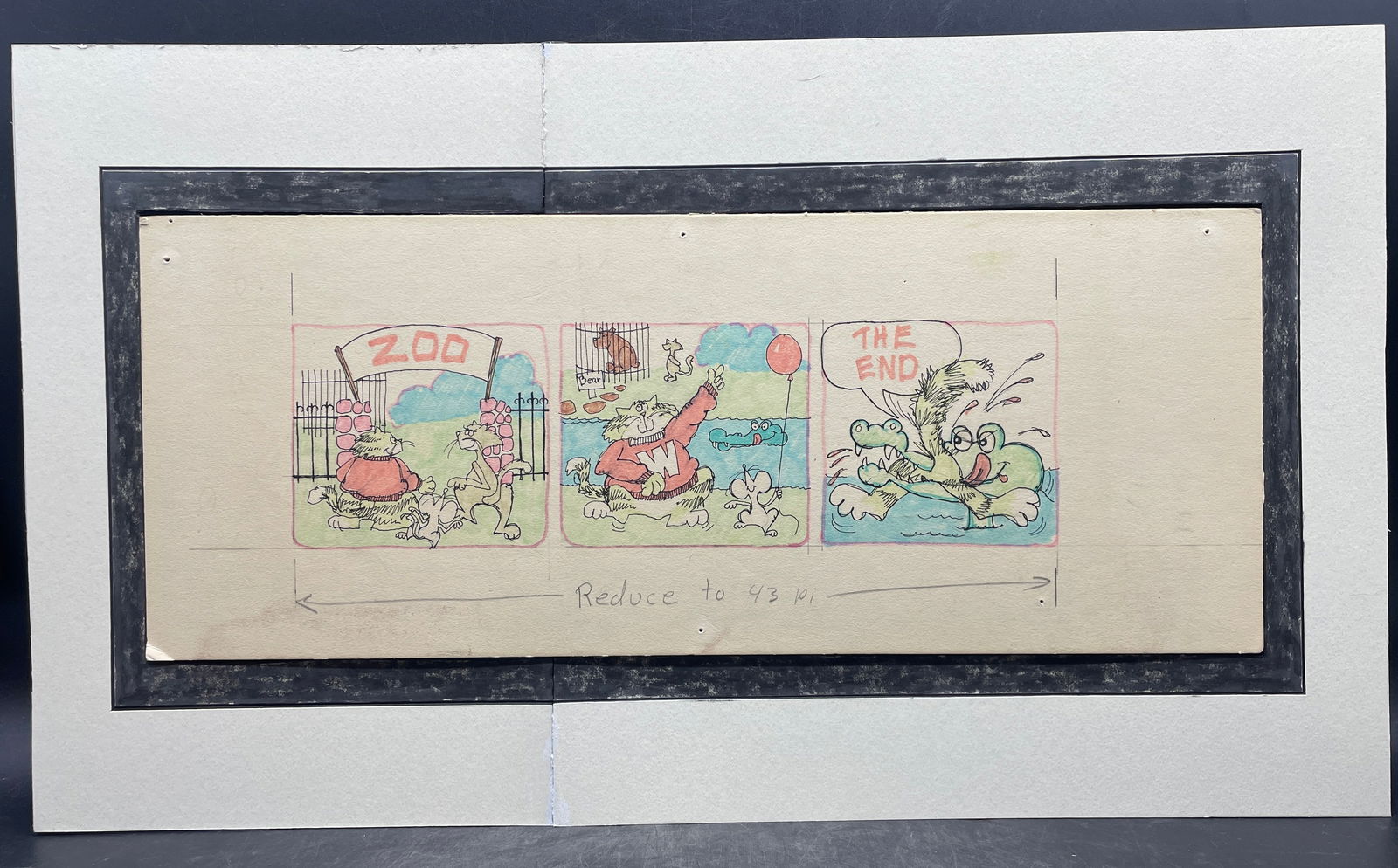1976 Original Whiskers Comic Strip Art Weekly Reader Framed