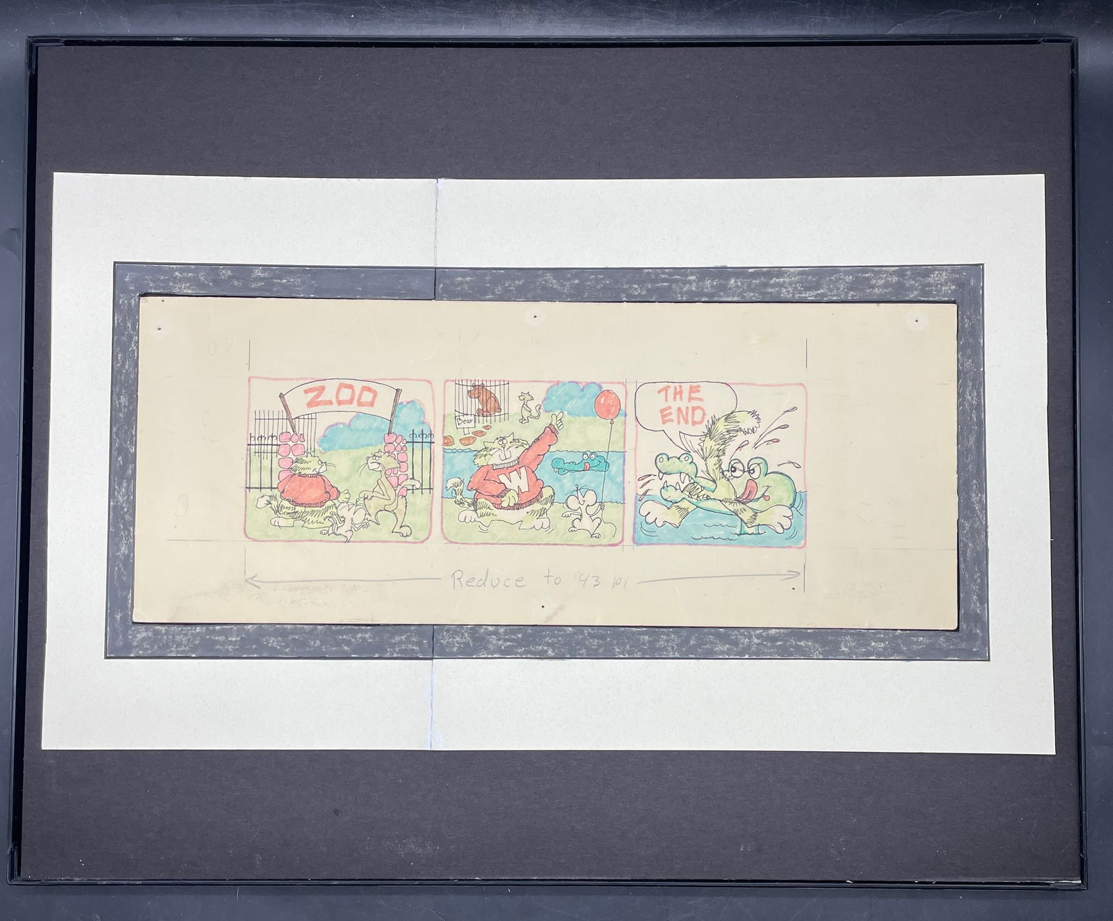 1976 Original Whiskers Comic Strip Art Weekly Reader Framed - 2