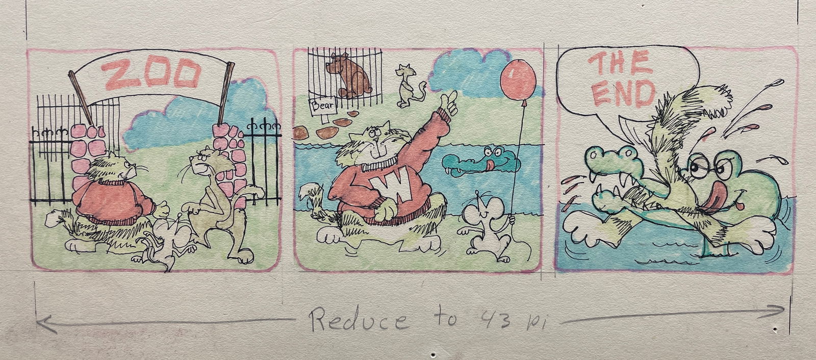 1976 Original Whiskers Comic Strip Art Weekly Reader Framed - 4