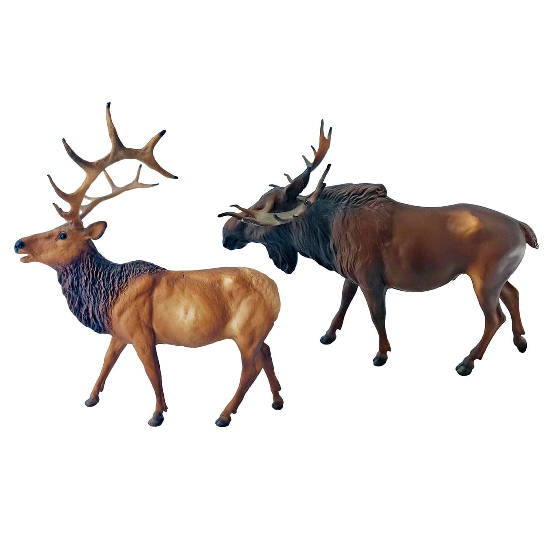 Retired Breyer Moose and Elk: Title: Retired Breyer Moose and Elk Description: 1960's Breyer Molding Company Elk #77 Retired Very good condition. Minor scuffs Breyer Molding Brown Moose Plastic Figurine #79 Mold mark features a la