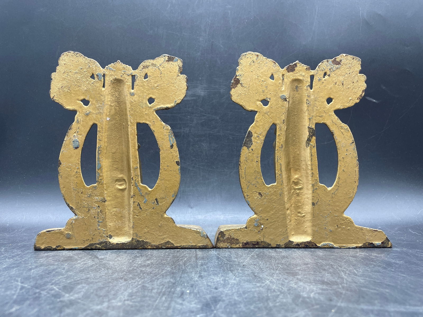 RARE C1925 "THESPIAN" CAST IRON BOOKENDS BY HUBLEY - DRAMA & COMEDY THEATER MUSE - 5