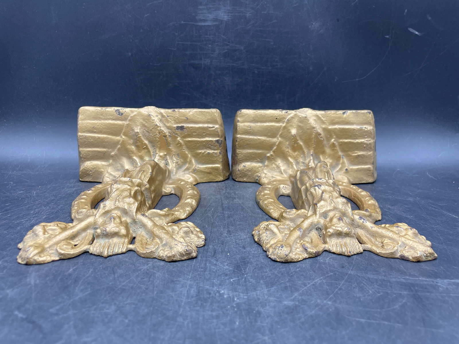 RARE C1925 "THESPIAN" CAST IRON BOOKENDS BY HUBLEY - DRAMA & COMEDY THEATER MUSE - 6